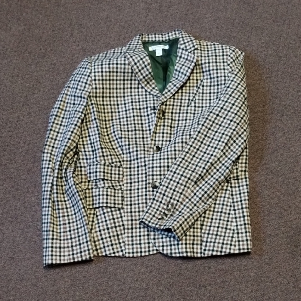 Liz Claiborne Checkered Blazer in Brown and Cream